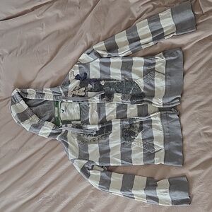 American Eagle Outfitters Mens Gray and White Zip Up Hoodie Size XL